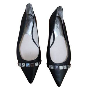 Michael Kors Black Leather Flats With Studded Detail Size 7M